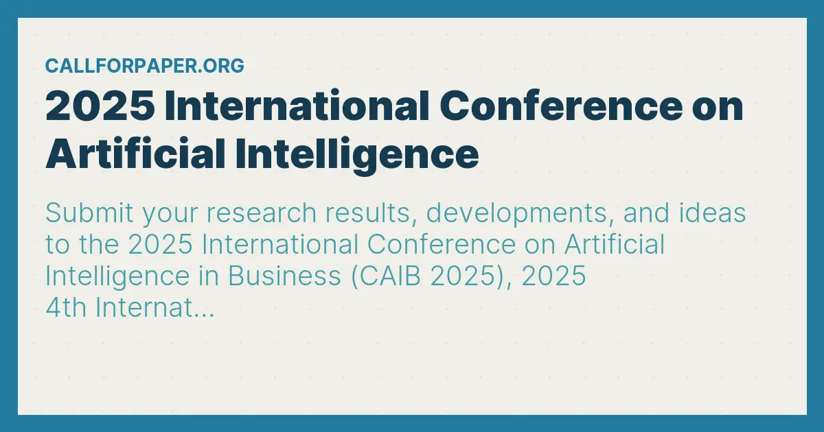 2025 International Conference on Artificial Intelligence