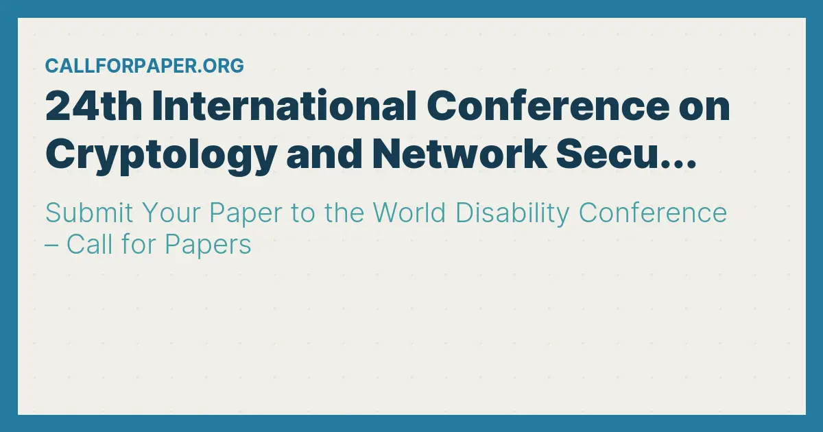 24th International Conference on Cryptology and Network Secu...