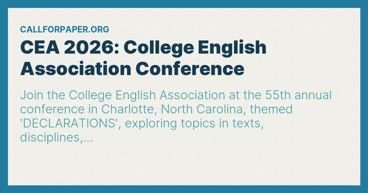 CEA 2026: College English Association Conference