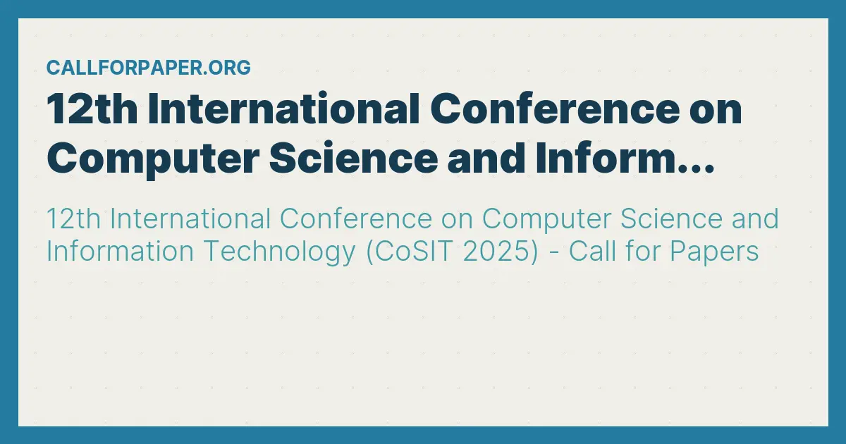 12th International Conference on Computer Science and Inform...