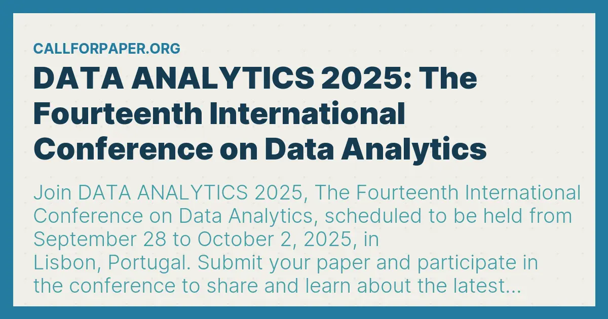DATA ANALYTICS 2025: The Fourteenth International Conference on Data ...