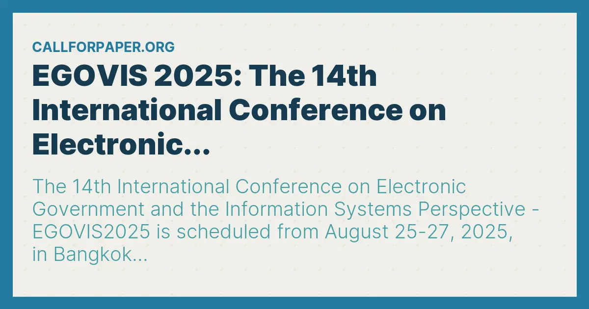 EGOVIS 2025: The 14th International Conference on Electronic...