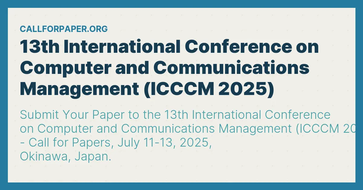 13th International Conference on Computer and Communications Management ...