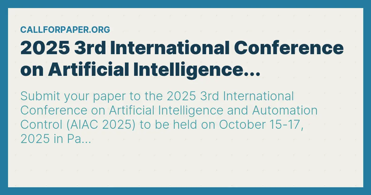 2025 3rd International Conference on Artificial Intelligence...