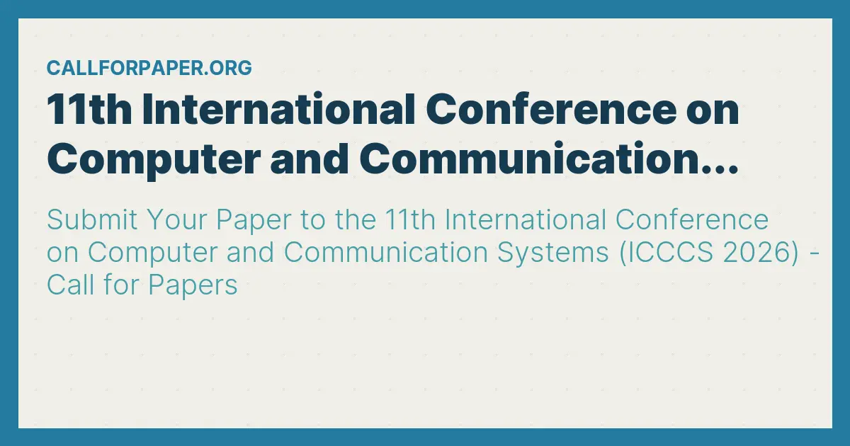 11th International Conference on Computer and Communication...