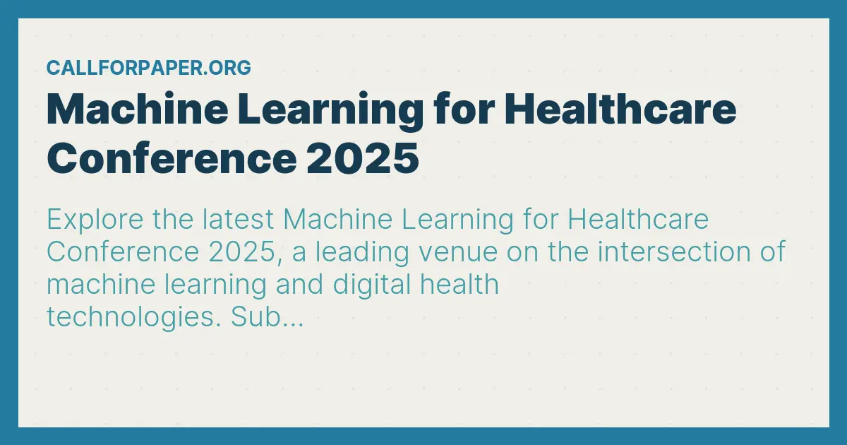 Mlhc 2025 machine learning for healthcare