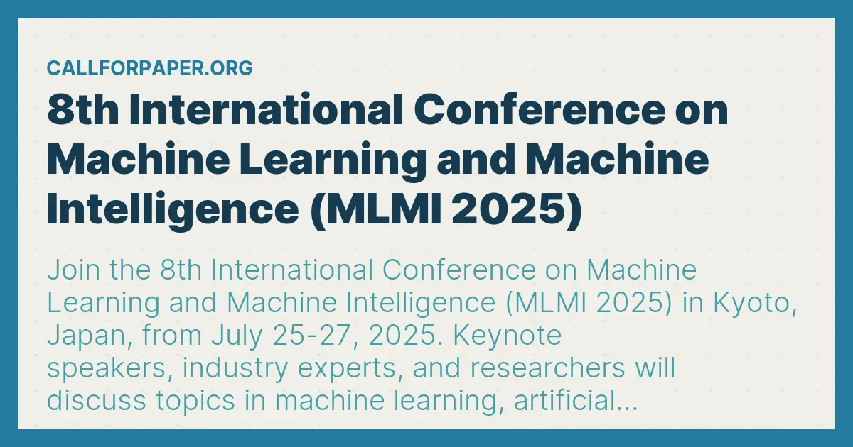 8th International Conference on Machine Learning and Machine ...