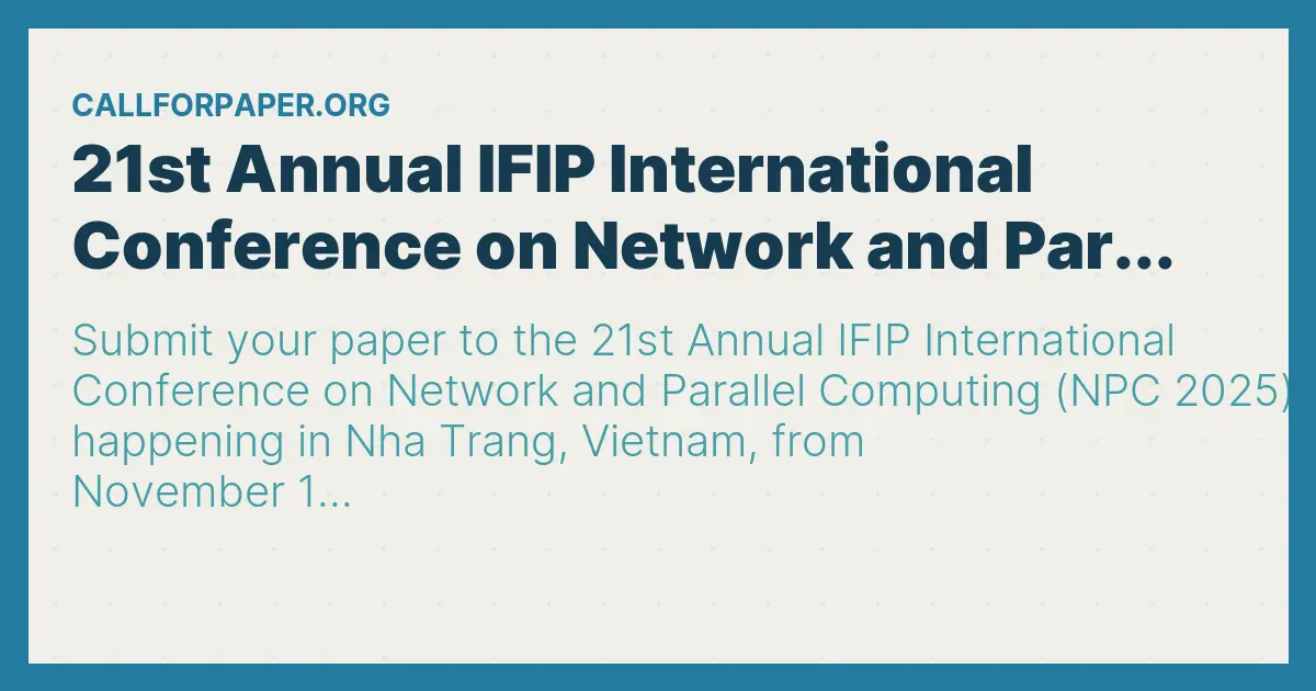 21st Annual IFIP International Conference on Network and Par...