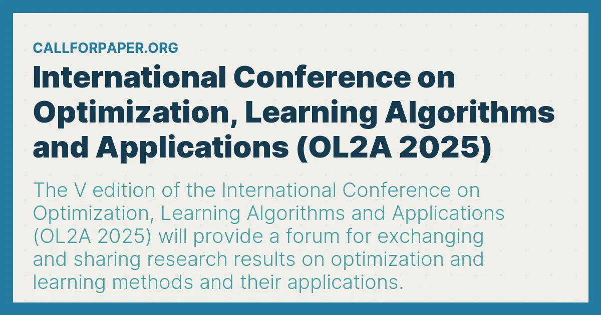 OL2A 2025 : International Conference on Optimization, Learning ...